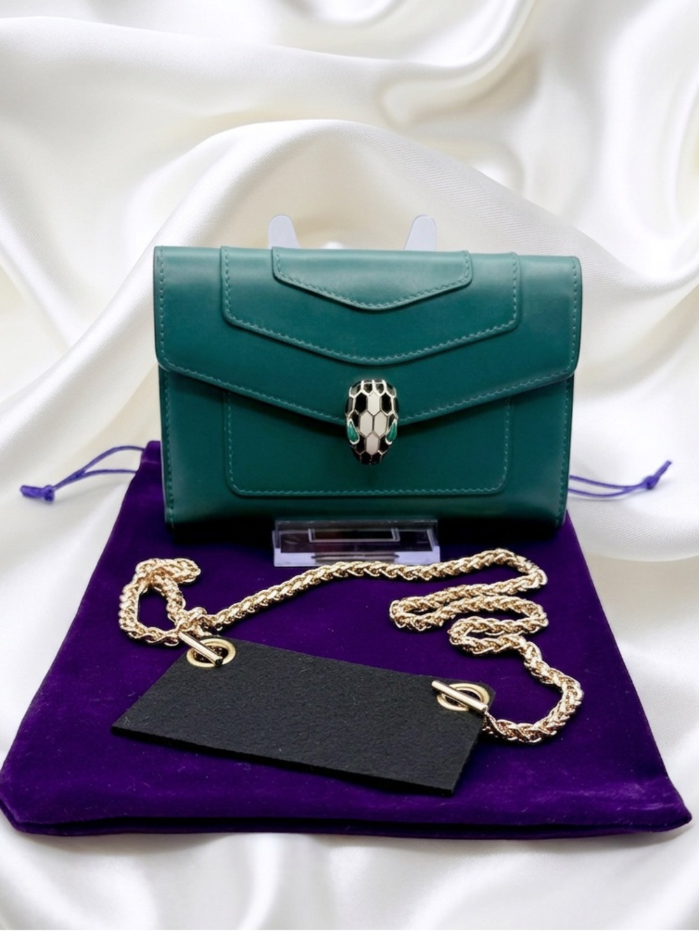 Bvlgari Serpenti Forever bifold Wallet – Emerald Green & Royal Purple Leather